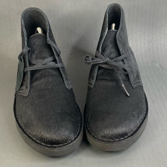 Clarks Womens Desert Genuine Calf Hair black Chukka boot shoes size 10 - Picture 2 of 9